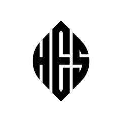 Obraz premium HES circle letter logo design with circle and ellipse shape. HES ellipse letters with typographic style. The three initials form a circle logo. HES circle emblem abstract monogram letter mark vector.