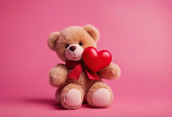  bear heart pink red background Toy Composition