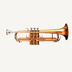 Obraz premium trumpet, bugle, wind musical instrument, close-up, isolated on white 