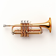 Fototapeta premium trumpet, bugle, wind musical instrument, close-up, isolated on white