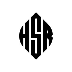 HSR circle letter logo design with circle and ellipse shape. HSR ellipse letters with typographic style. The three initials form a circle logo. HSR circle emblem abstract monogram letter mark vector.
