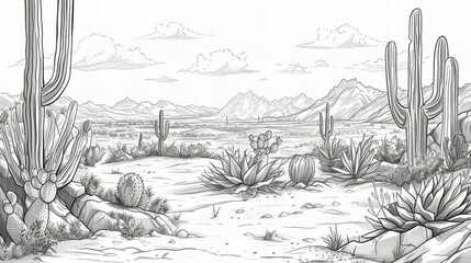 mexican landscape pencil sketch 