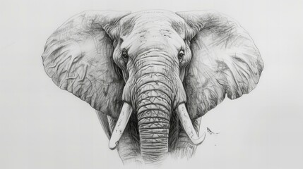 pencil sketch of an elephant wall art home decor print - obrazy, fototapety, plakaty