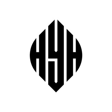 HYH circle letter logo design with circle and ellipse shape. HYH ellipse letters with typographic style. The three initials form a circle logo. HYH circle emblem abstract monogram letter mark vector.