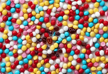 Fototapeta premium isolated multicolored candies background you love lettering white made I