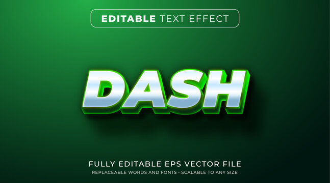 Editable text effect in metallic green neon style