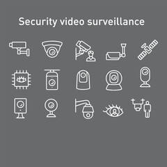 Surveillance Camera vector line icon set