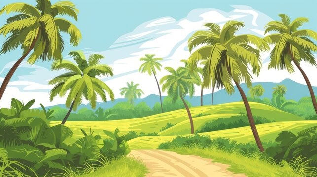Cartoon of palm oil Plantation