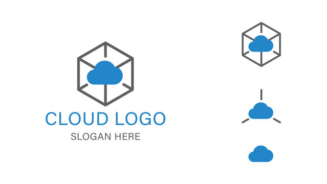 Minimal Cloud server logo design, cloud company logo Computing logo template