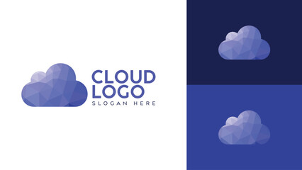 Creative Cloud logo design with Blue color background, Cloud computing logo concept.