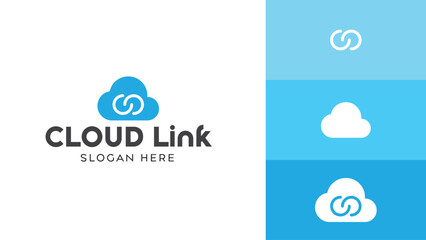 Cloud Link logo template, cloud technology concept, Internet data computing sign for technology company.