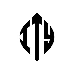 ITY circle letter logo design with circle and ellipse shape. ITY ellipse letters with typographic style. The three initials form a circle logo. ITY circle emblem abstract monogram letter mark vector.