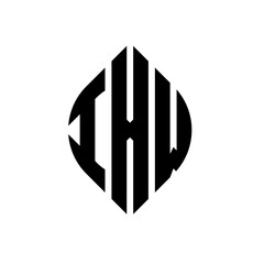 IXW circle letter logo design with circle and ellipse shape. IXW ellipse letters with typographic style. The three initials form a circle logo. IXW circle emblem abstract monogram letter mark vector.