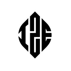 IZE circle letter logo design with circle and ellipse shape. IZE ellipse letters with typographic style. The three initials form a circle logo. IZE circle emblem abstract monogram letter mark vector.