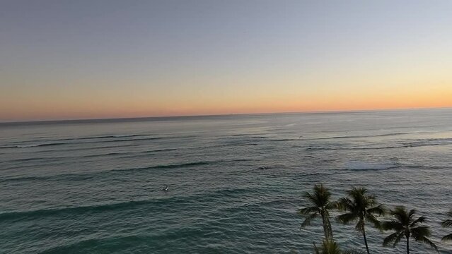 Aerial View of Waikiki Beach at Sunset