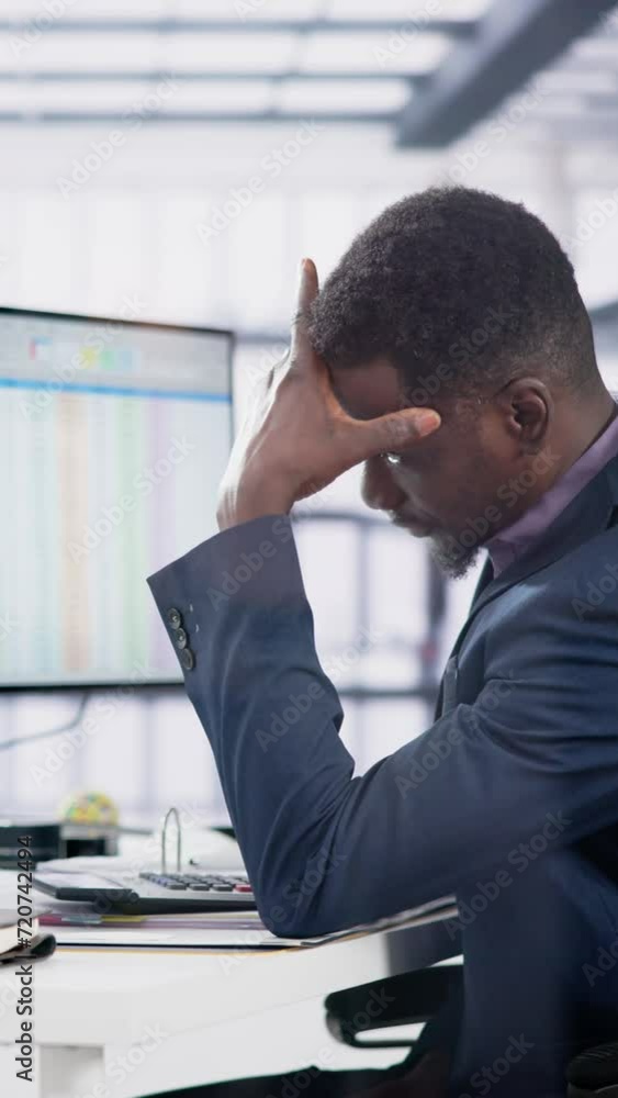 Wall mural sad frustrated accountant man