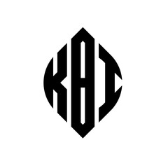 KBI circle letter logo design with circle and ellipse shape. KBI ellipse letters with typographic style. The three initials form a circle logo. KBI circle emblem abstract monogram letter mark vector.