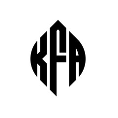 KFA circle letter logo design with circle and ellipse shape. KFA ellipse letters with typographic style. The three initials form a circle logo. KFA circle emblem abstract monogram letter mark vector.