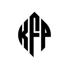 Fototapeta premium KFP circle letter logo design with circle and ellipse shape. KFP ellipse letters with typographic style. The three initials form a circle logo. KFP circle emblem abstract monogram letter mark vector.