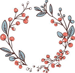 Flower and Berry Wreath Vector ElementsVector Wreath Frames and Ornaments