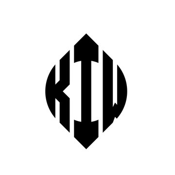 KIW circle letter logo design with circle and ellipse shape. KIW ellipse letters with typographic style. The three initials form a circle logo. KIW circle emblem abstract monogram letter mark vector.