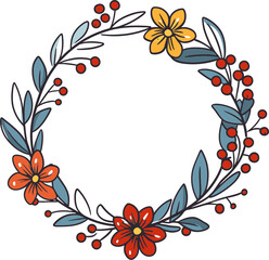 Fototapeta na wymiar Watercolor Flower Wreath CollectionRustic Wedding Wreath Designs