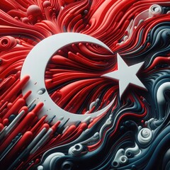 Turkey flag in abstract 3d digital art form, generative AI