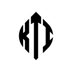 KTI circle letter logo design with circle and ellipse shape. KTI ellipse letters with typographic style. The three initials form a circle logo. KTI circle emblem abstract monogram letter mark vector.