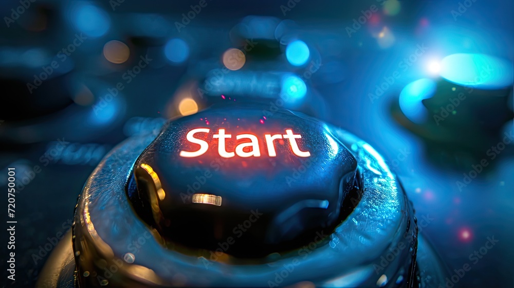 Poster close up of start button on a computer keyboard