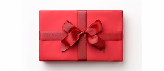 Vibrant Red Gift with Delicate Ribb and Bow on Isolated White Background