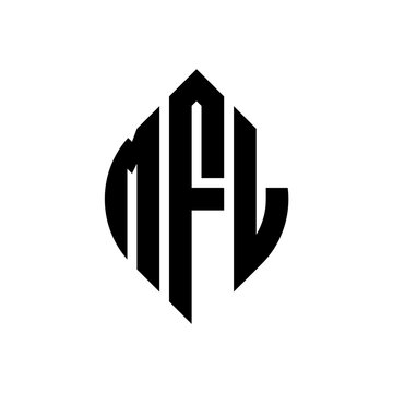 MFL circle letter logo design with circle and ellipse shape. MFL ellipse letters with typographic style. The three initials form a circle logo. MFL circle emblem abstract monogram letter mark vector.
