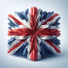 United Kingdom national flag in origami style, crafted to resemble a 3D folded paper structure, generative AI