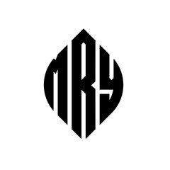 Obraz premium MRY circle letter logo design with circle and ellipse shape. MRY ellipse letters with typographic style. The three initials form a circle logo. MRY circle emblem abstract monogram letter mark vector.