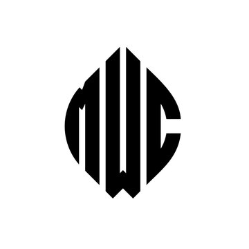 MWC circle letter logo design with circle and ellipse shape. MWC ellipse letters with typographic style. The three initials form a circle logo. MWC circle emblem abstract monogram letter mark vector.