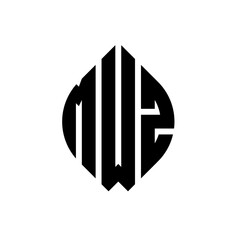 MWZ circle letter logo design with circle and ellipse shape. MWZ ellipse letters with typographic style. The three initials form a circle logo. MWZ circle emblem abstract monogram letter mark vector.