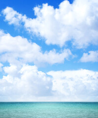 Summer beach (sky, sea and rocks). Nature background.