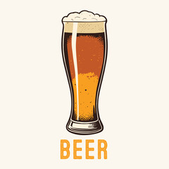 Vintage Beer glass Hand Drawn