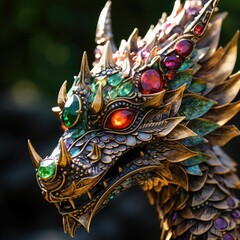 A dragon face made of beautiful gemstones