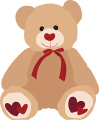 Giant Teddy Bear Minimal Cutout Flat Vector Illustration for Valentine's Day