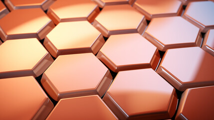 Close-up of a geometric pattern with copper hexagons creating an abstract background