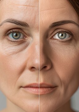 realistic image of a woman before and after using collagen