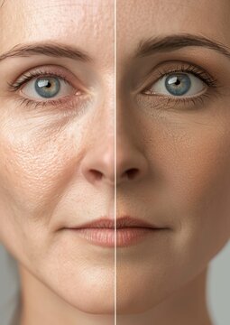 realistic image of a woman before and after using collagen