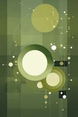 Olive abstract core background with dots, rhombuses and circles