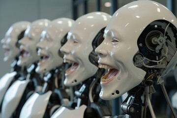 Fototapeta premium ai robots giggling and laughing,superiority over people
