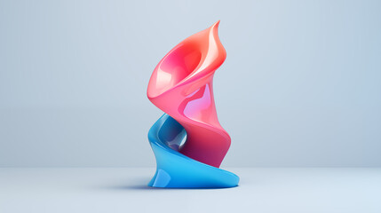 Surreal Sculpture in 3D Render with Undulating Pink and Blue Forms