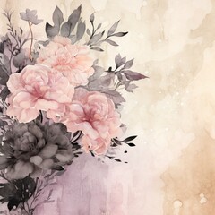 Onyx watercolor botanical digital paper floral background in soft basic pastel tones