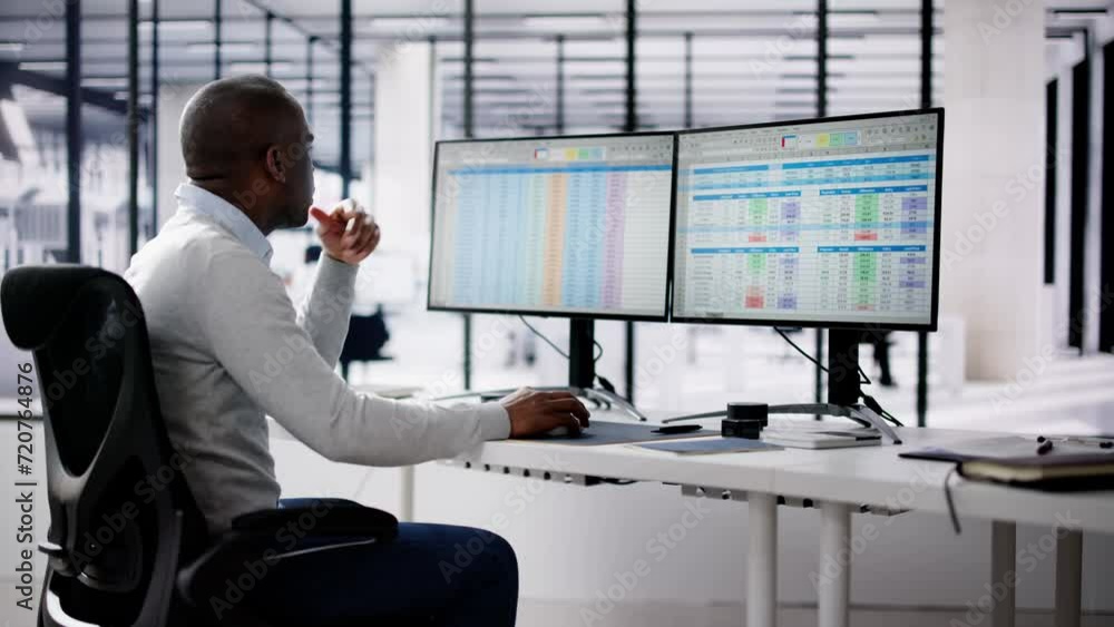 Poster Analyst Working With Spreadsheet Business Data