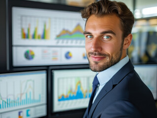 Male Investment Banker in Corporate Office