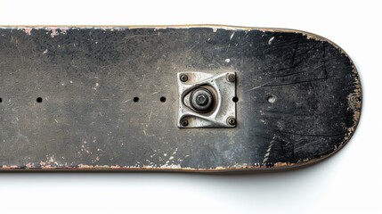 Bottom of Used Skate Board with Copy Space Isolated on White Background
