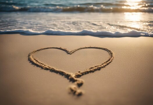  template heart sand space text beach drawn sand banner Painted heart